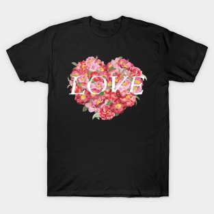 Blooming Love Roses Heart T-Shirt